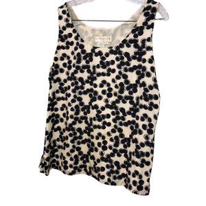 donacaster 100% silk black white bubble print sleeveless top L
